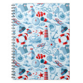 Nautisch rood wit en blauw patroon notitieboek (Voorkant)