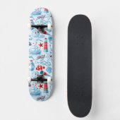 Nautisch rood wit en blauw patroon persoonlijk skateboard (Voorkant)