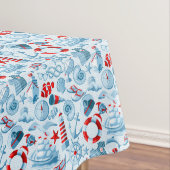 Nautisch rood wit en blauw patroon tafelkleed (Voorbeeld)