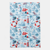 Nautisch rood wit en blauw patroon theedoek (Verticaal)