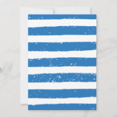 Nautisch Rood Wit Vuurtoren Blauwe Strepen Huwelij Kaart (Achterkant)