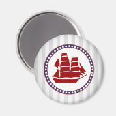 Nautisch rood zeilschip en grijze strepen magneet (Voorkant / Achterkant)