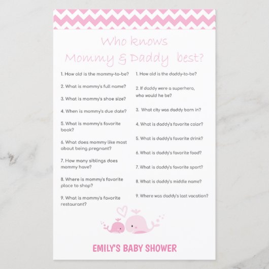 Nautisch roze Baby shower Game PRINED (Voorkant)
