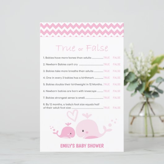 Nautisch roze Baby shower Game PRINED (Staand voorkant)