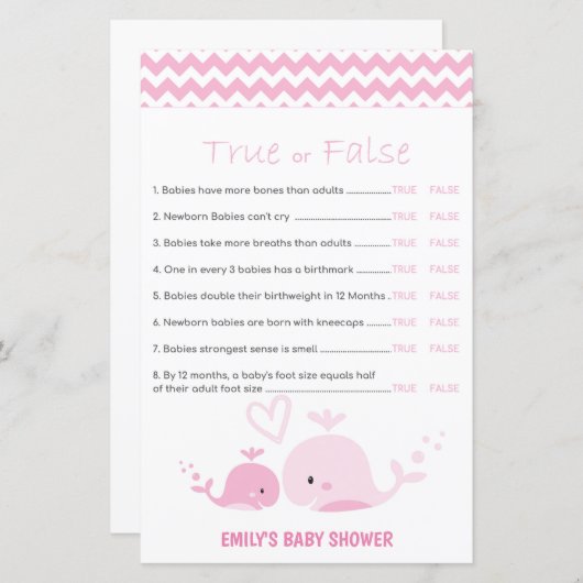 Nautisch roze Baby shower Game PRINED (Voorkant / Achterkant)