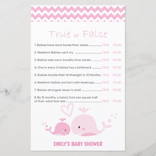 Nautisch roze Baby shower Game PRINED (Voorkant)