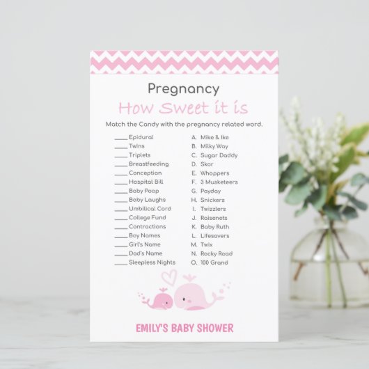 Nautisch roze Baby shower Game PRINED (Staand voorkant)