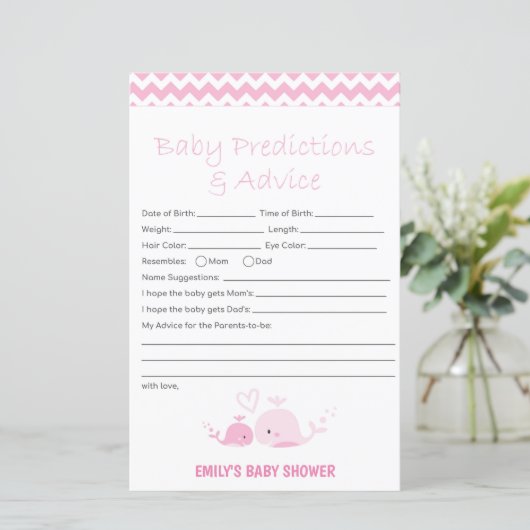 Nautisch roze Baby shower Game PRINED (Staand voorkant)