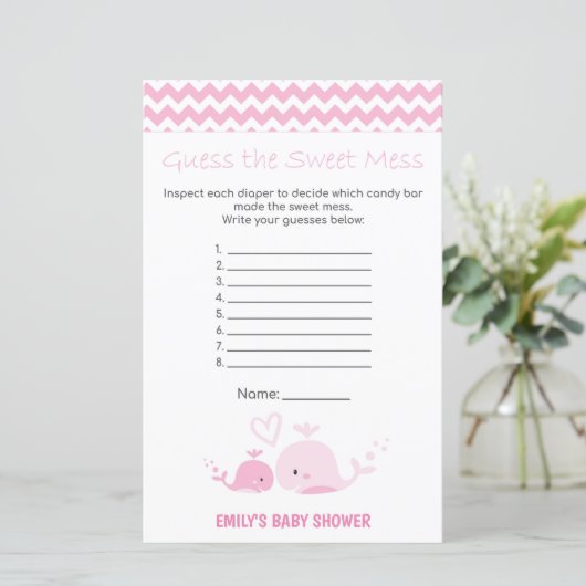 Nautisch roze Baby shower Game PRINED (Staand voorkant)