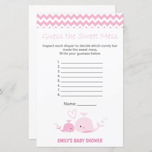 Nautisch roze Baby shower Game PRINED (Voorkant / Achterkant)