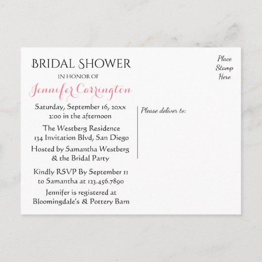 Nautisch Roze & Blauw Vrijgezellenfeest Anker Bloe Uitnodiging Briefkaart (Achterkant)