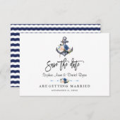 Nautisch Roze Blush Blauwe Bloem Anker Bruiloft Save The Date (Voorkant / Achterkant)