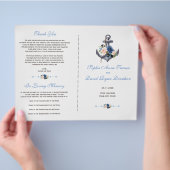 Nautisch Roze Blush Blauwe Bloem Anker Programma Flyer (Hand)