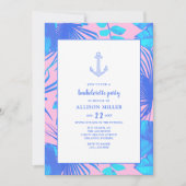 Nautisch roze en blauw vrijgezellenfeest kaart (Voorkant)
