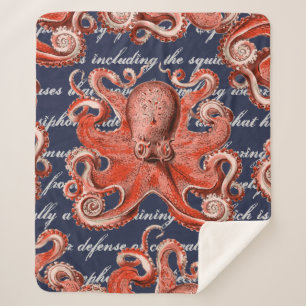 Nautisch  roze octopus Zee creatie Sherpa Deken