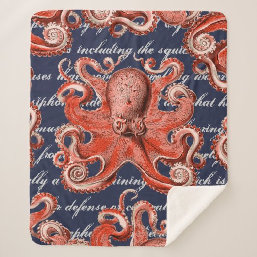 Nautisch  roze octopus Zee creatie Sherpa Deken (Voorkant)