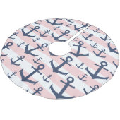 Nautisch roze strop blauw ankerpatroon kerstboom rok (Gekanteld)