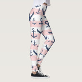 Nautisch roze strop blauw ankerpatroon leggings (Rechts)
