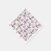 Nautisch roze strop blauw ankerpatroon servet (Hoek)