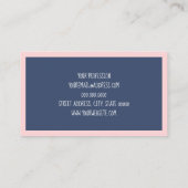 Nautisch roze strop blauw ankerpatroon visitekaartje (Achterkant)