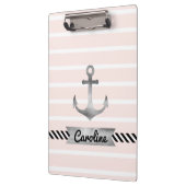 Nautisch roze stropen Waterkleurige anker Klembord (Links)