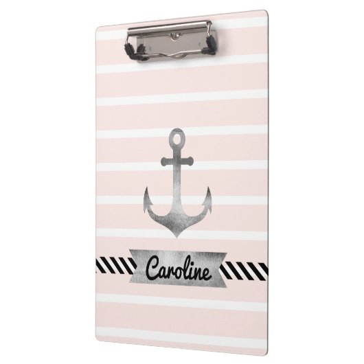 Nautisch roze stropen Waterkleurige anker Klembord (Links)