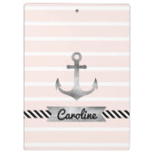 Nautisch roze stropen Waterkleurige anker Klembord (Achterkant)