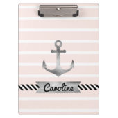 Nautisch roze stropen Waterkleurige anker Klembord (Voorkant)