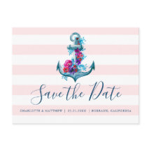 Nautisch Roze Waterverf Anker De datum opslaan