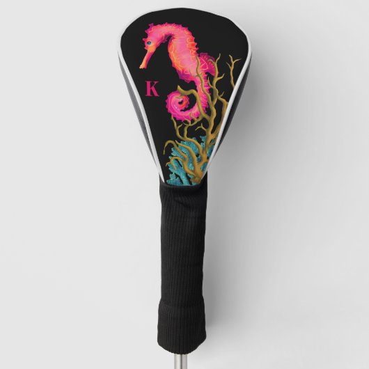 Nautisch Roze Wit Marine Zeepaardje Golfheadcover (Voorkant)