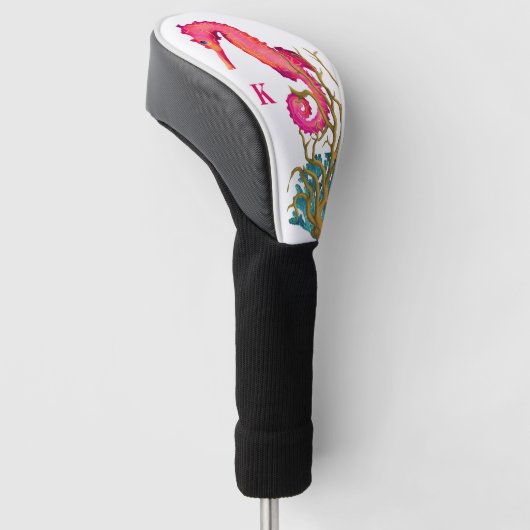 Nautisch Roze Wit Marine Zeepaardje Golfheadcover (Schuin)