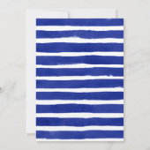 Nautisch Rustiek Blauw Waterverf Stripes Wedding Kaart (Achterkant)