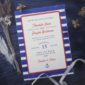 Nautisch Rustiek Blauw Waterverf Stripes Wedding Kaart