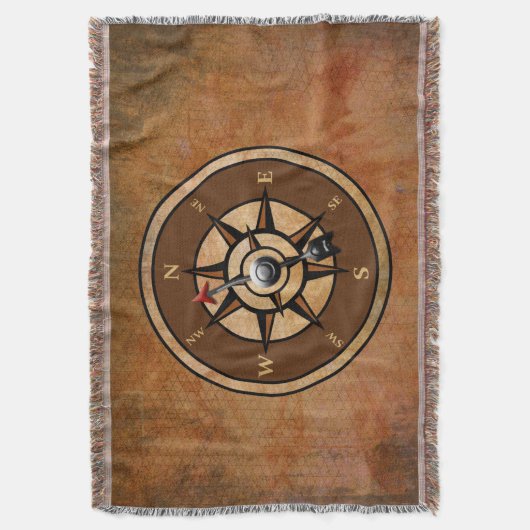 Nautisch Rustiek Kompas Deken (Voorkant Verticaal)