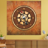 Nautisch rustiek kompas noord zuidoost west canvas afdruk (Insitu (Woonkamer))