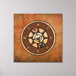 Nautisch rustiek kompas noord zuidoost west canvas afdruk