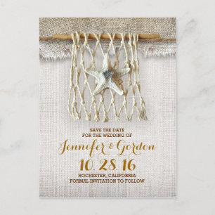 Nautisch rustiek strand save the date briefkaarten
