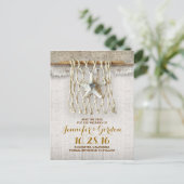 Nautisch rustiek strand save the date briefkaarten (Staand voorkant)