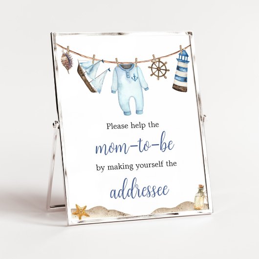 Nautisch Sailor Ahoy Baby shower Envelope Station Poster