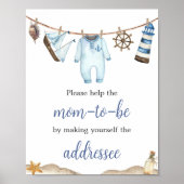 Nautisch Sailor Ahoy Baby shower Envelope Station Poster (Voorkant)