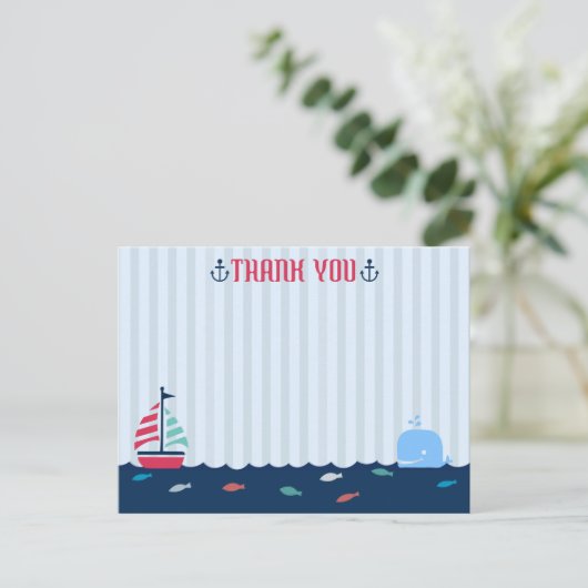 Nautisch / Sailor Theme Blank Dank u Briefkaart (Staand voorkant)