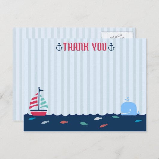 Nautisch / Sailor Theme Blank Dank u Briefkaart (Voorkant / Achterkant)