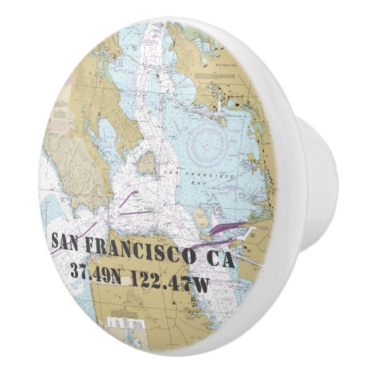Nautisch San Francisco CA Latitude-diagram Keramische Knop (Rechts)