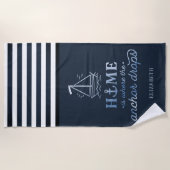 Nautisch scheepsanker Navyblauw Strandlaken (Voorkant)