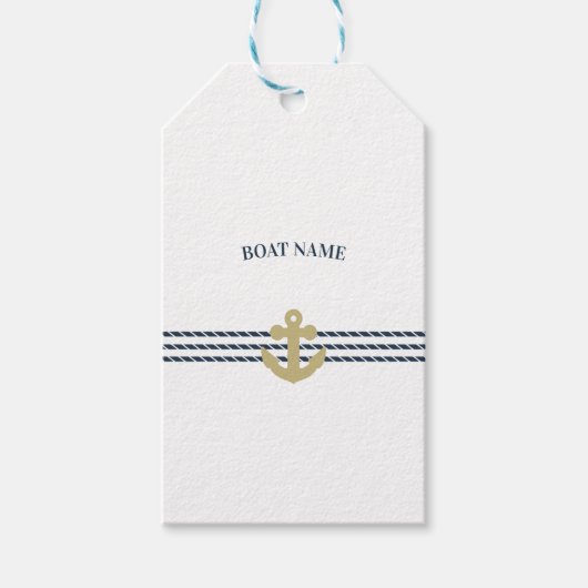 Nautisch scheepsanker, touw cadeaulabel (Voorkant)