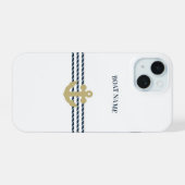 Nautisch scheepsanker, touw iPhone 15 case (Achterkant horizontaal)