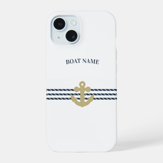 Nautisch scheepsanker, touw iPhone 15 case (Achterkant)
