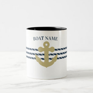 Nautisch scheepsanker, touw tweekleurige koffiemok
