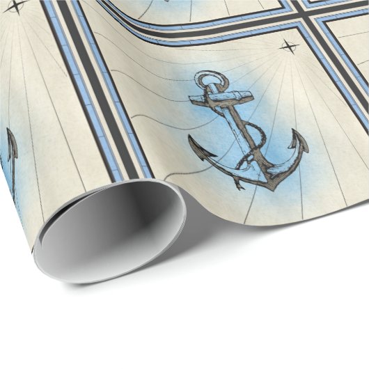 nautisch scheepsankerpapier cadeaupapier (Rol Hoek)