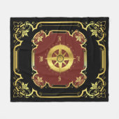 Nautisch scheepskompas, zwart/goud/rood fleece deken (Voorkant (Horizontaal))
